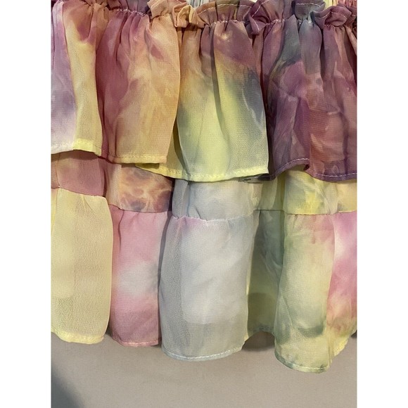 Skylar Madison Smocked Ruffled Tiered Mini Skirt Sz L Large Rainbow Colored NWT - Picture 4 of 11